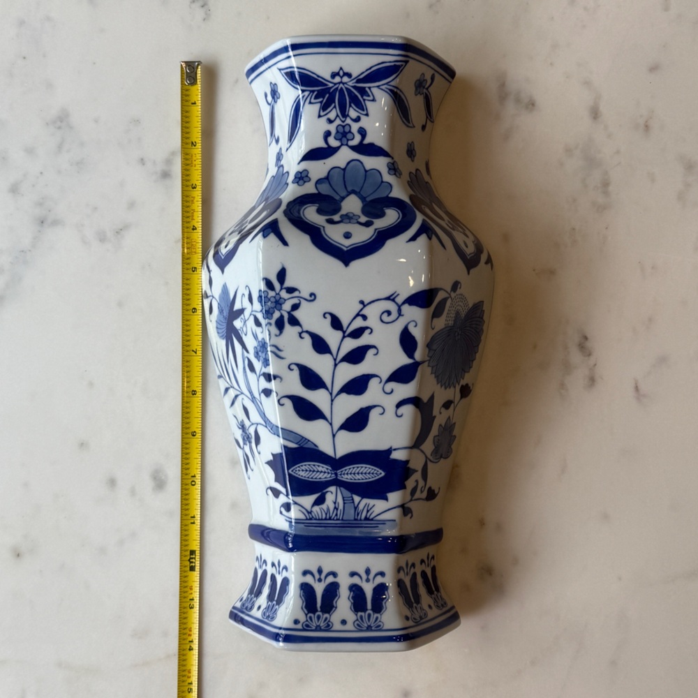 Blue Onion Ceramic Wall Pocket Vase, Formalities by Baum Bros